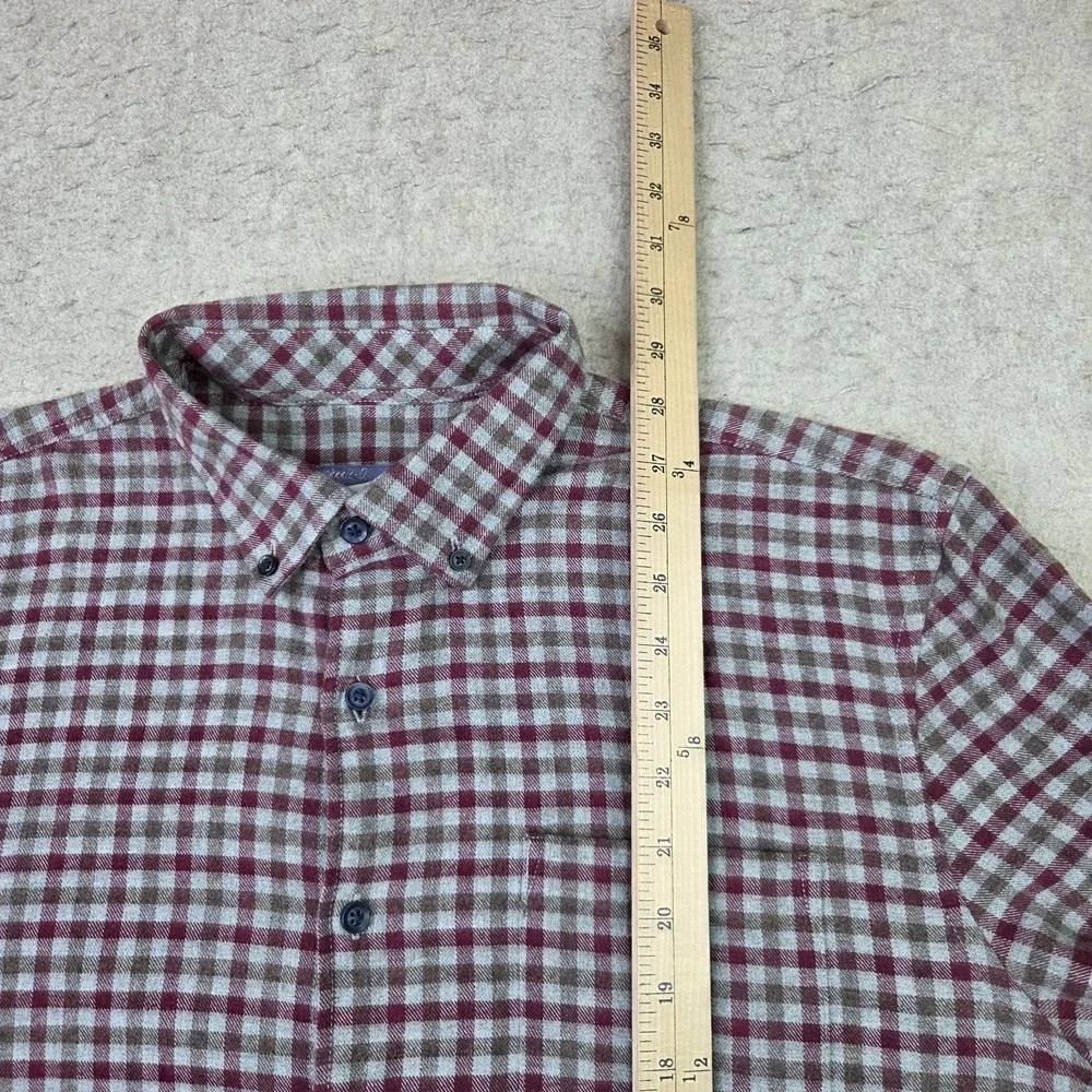 Johnnie-O Hangin out Flannel Shirt Mens L Red Gingham Check Long Sleeve Button